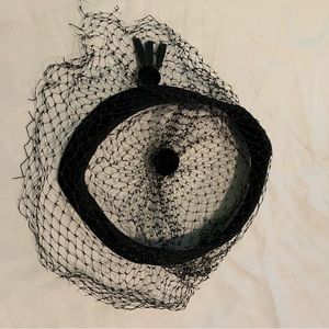 Vintage women’s black velvet headband with mesh veil